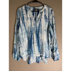 Chelsea & Theodore Tie Dye V Neck Button Up Long Sleeve Elastic Cuffs XL